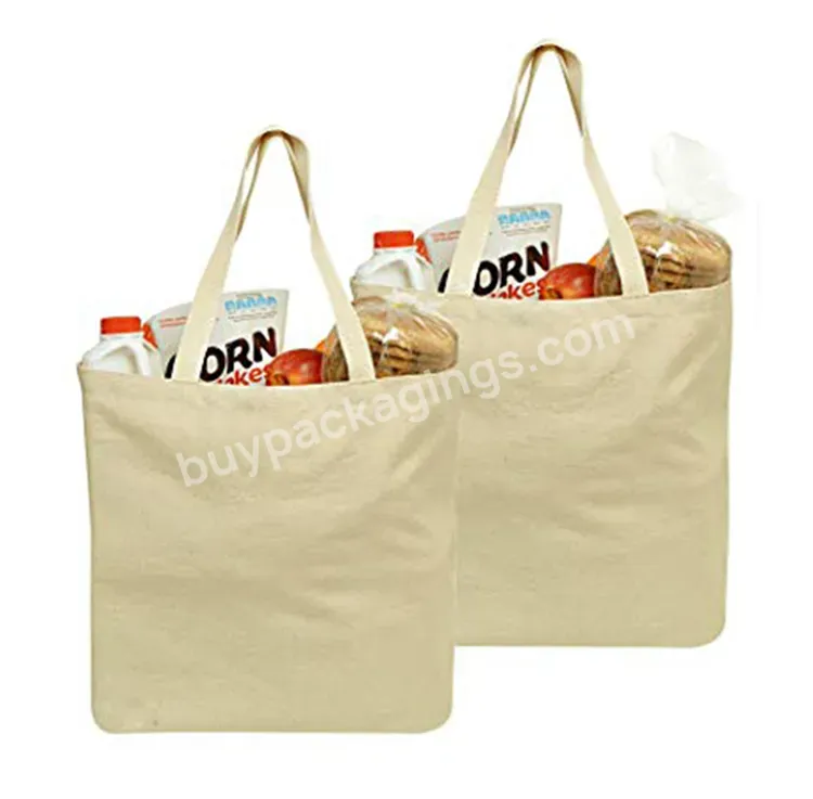 High Quality Large Big Capacity Market Grocery Private Label Branded Produce Sublimation Blank Plain White Cloth Canvas Tote Bag