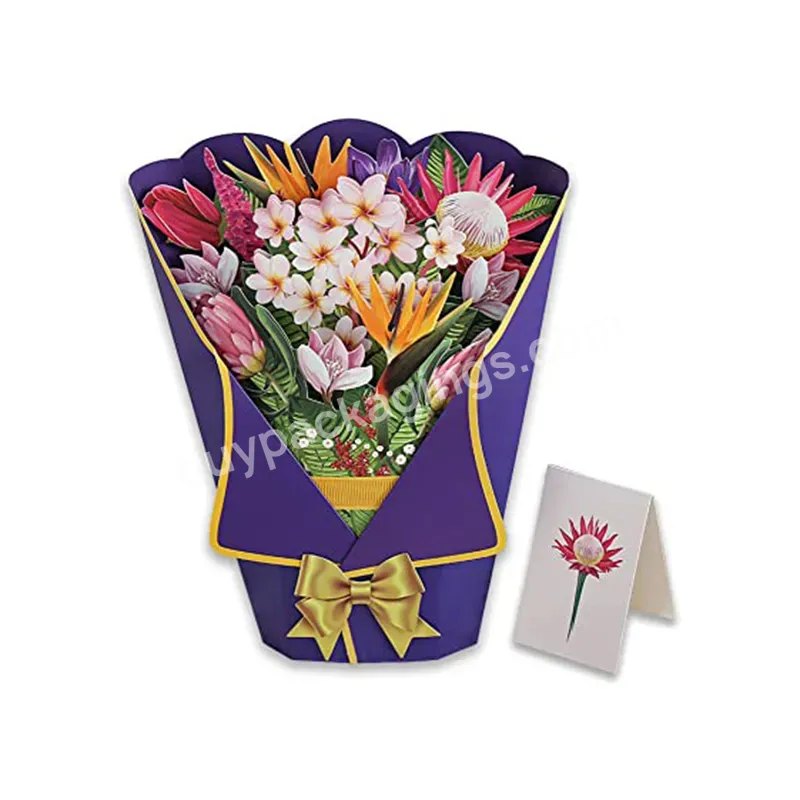 High Quality Low Moq Mixed Life Sized Bouquet Pop Up Greeting Card Luxury For Wedding Valentine's Day Flower Boxes For Bouquets