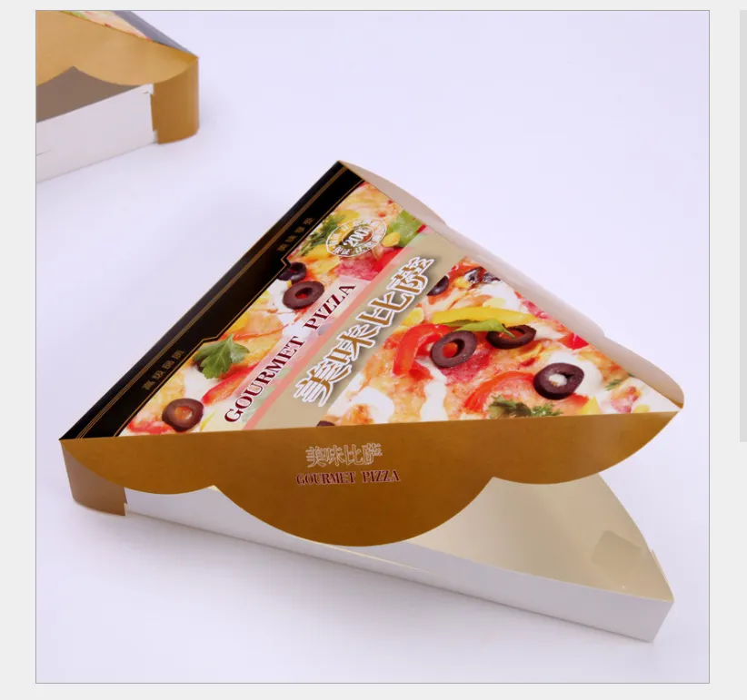 High quality low price Full Size Triangle With Window Italy Pizza Box Slice Pizza Packing Box