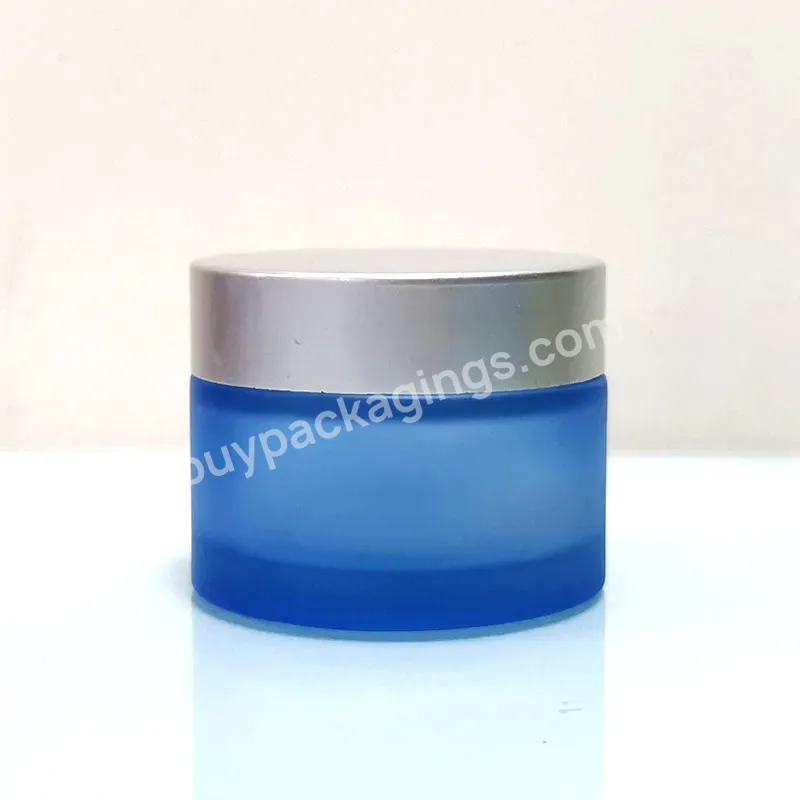 High Quality Luxury Empty Blue Container Cream Jars For Skincare Cosmetic Packaging Set Glass - Buy Glass Jars For Body Butter Skin Care Cream,Cosmetic Cream Jar Luxury,Cream Jars Green.