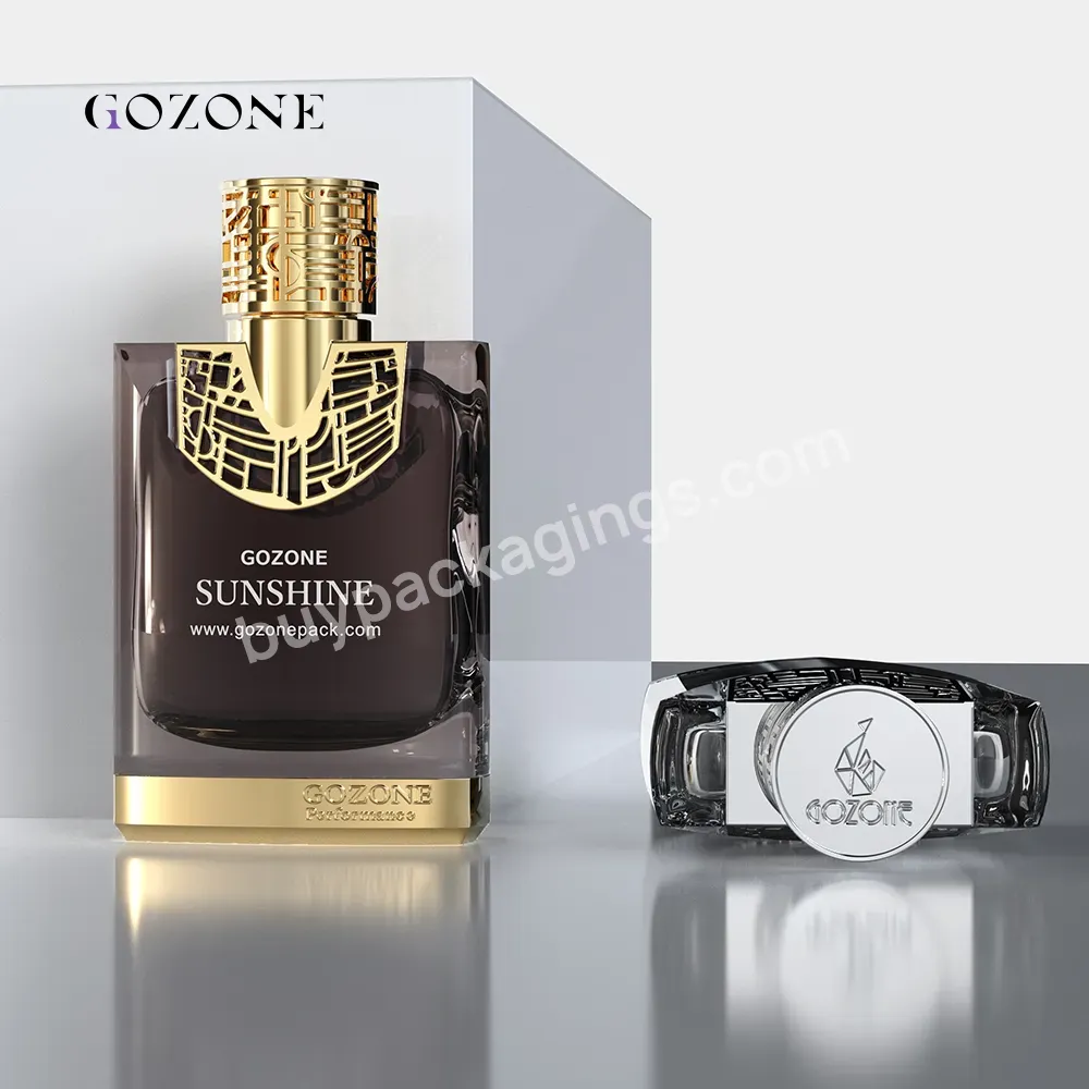 High Quality Luxury Square 100 Ml Glass Perfume Bottle With Gold Cap