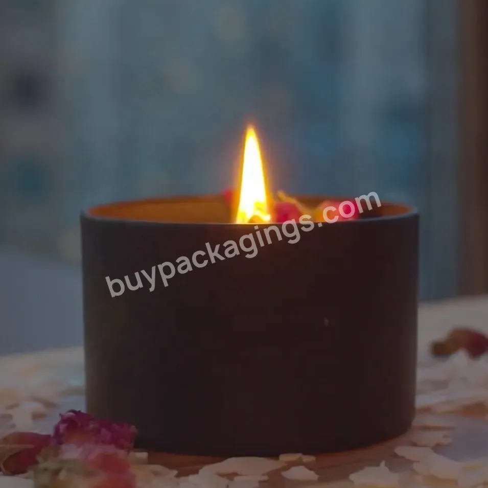 High Quality Matte Black 8oz Candle Tin With Lid Upright Vertical Straight Candle Tin With Flush Lid 80x60mm