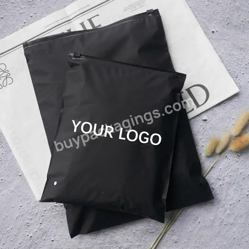 High Quality Matte Black Zipper Slider Frosted Pvc Zip Lock Packaging Plastic Poly Bag For Clothing