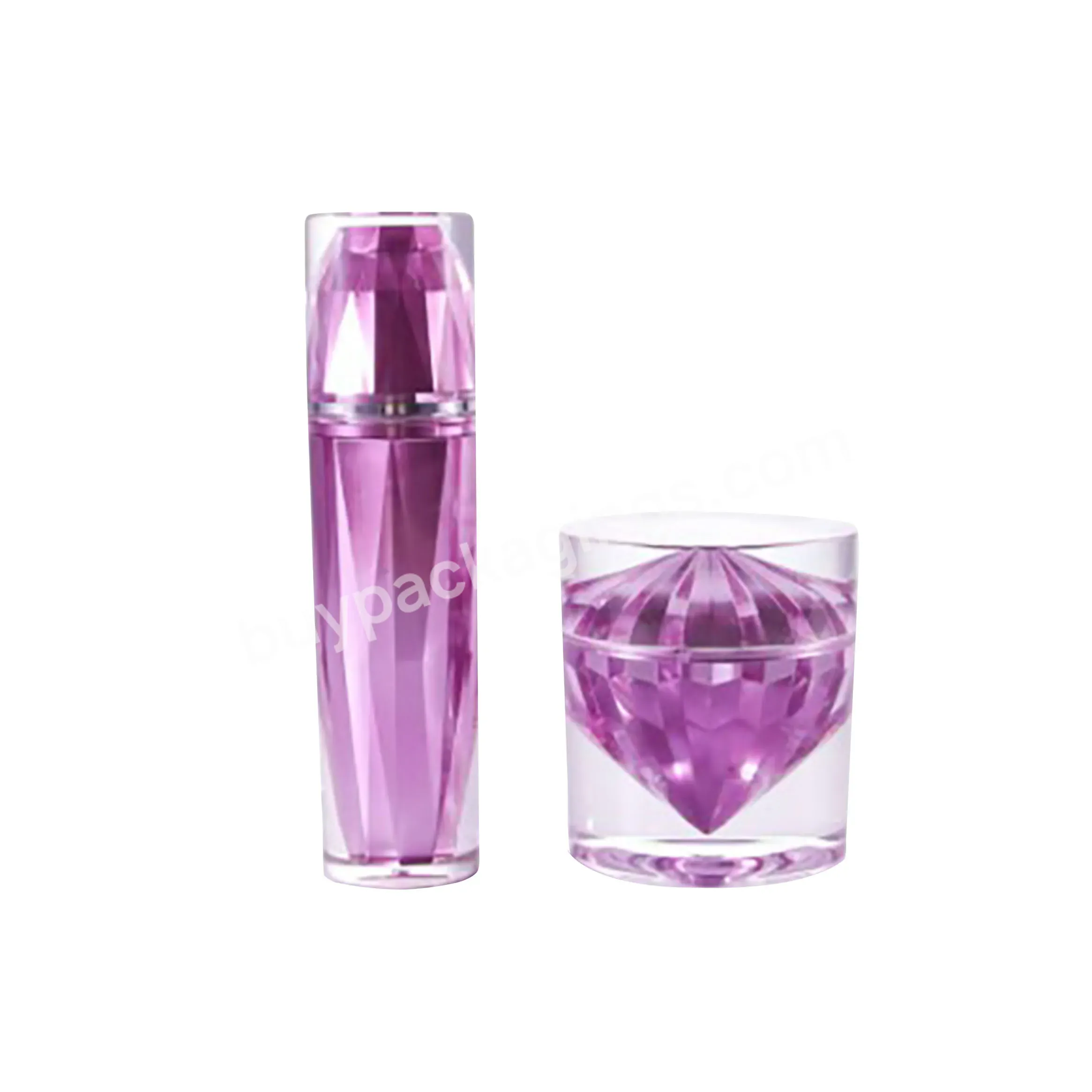 High Quality New High-end Acrylic Cream Lotion Pink Purple Polygonal Diamond Crystal Acrylic Lotion Bottle