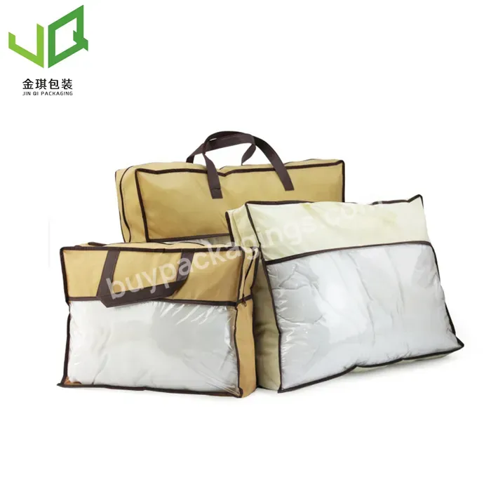 High Quality Non-woven Pe Plastic Pillow Packaging Bag Pvc Pillow Storage Packaging Bag