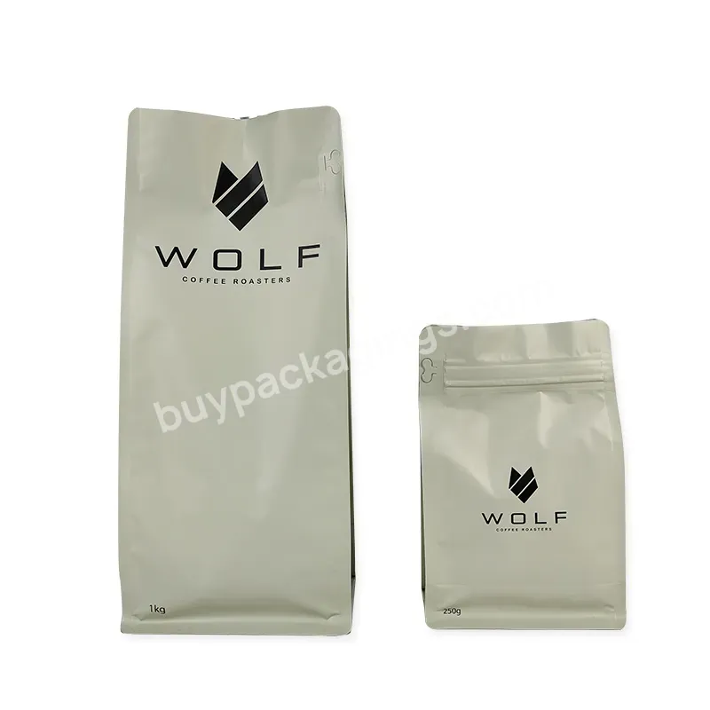 High Quality Oem Custom Digital Printing Matte Coffee Packaging Flat Bottom Coffee Bag With Valve