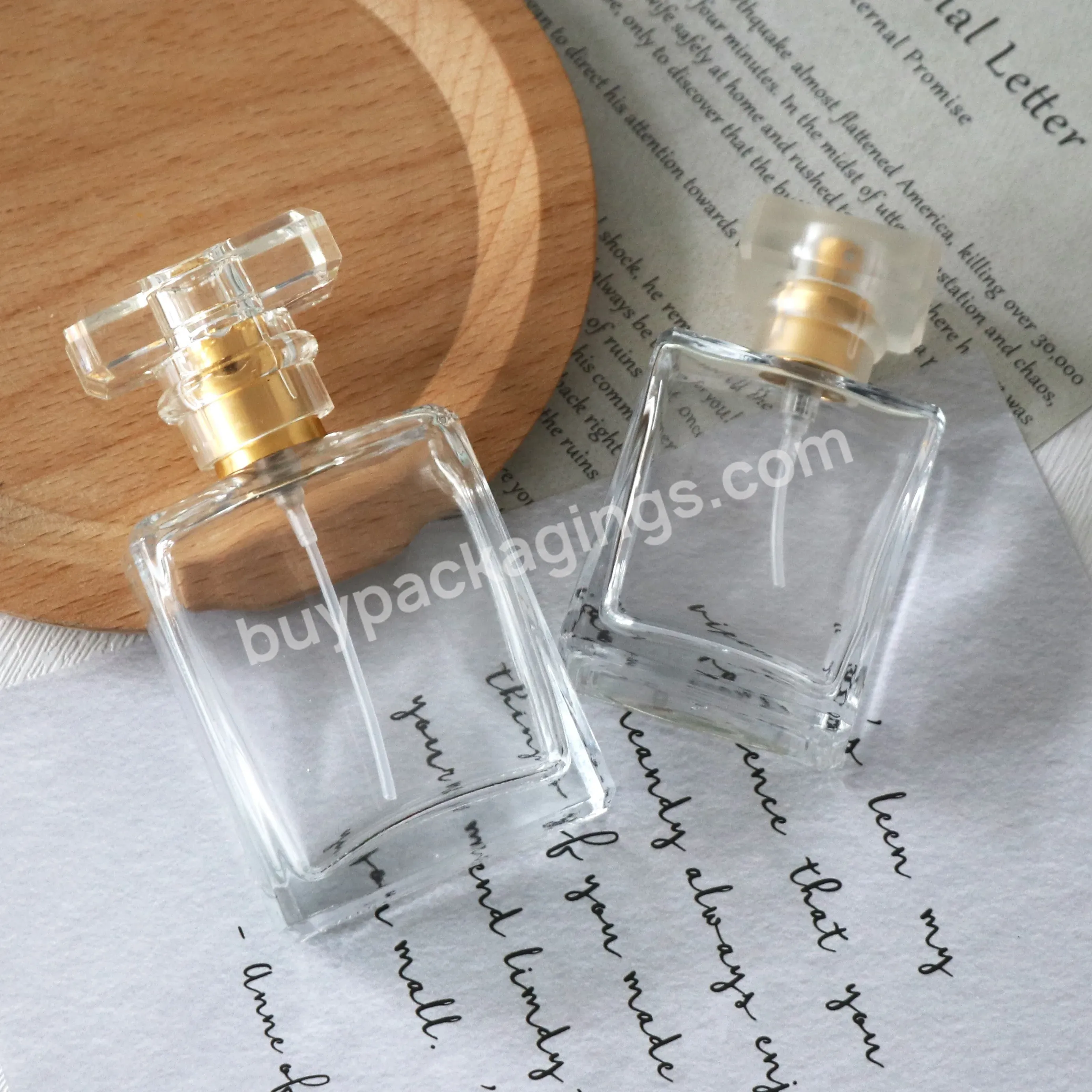 High Quality Perfume Bottle 20ml 30ml 50 Ml 100ml Empty Luxury Flat Square Perfume Glass Bottle