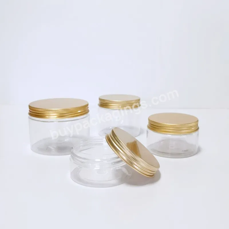 High Quality Pet Plastic Jars Manufacture With Golden Aluminum Lid For Cream Or Food