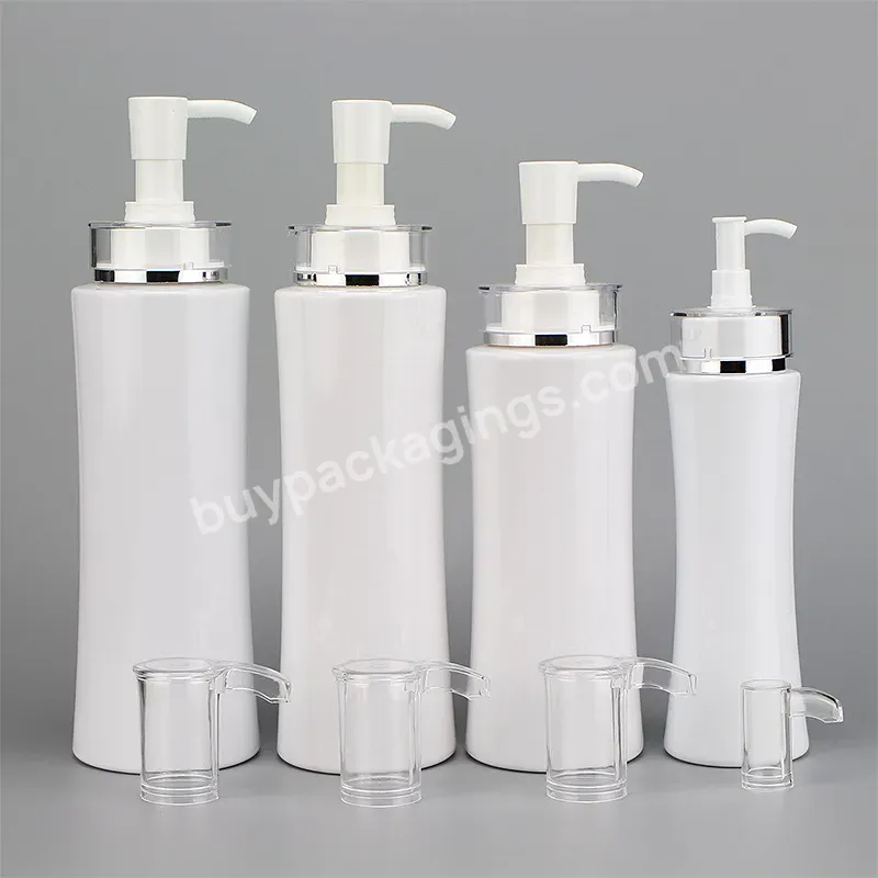 High Quality Pet Plastic Packaging Bottle White Unique Shampoo Shower Gel Lotion With Pump Bottle