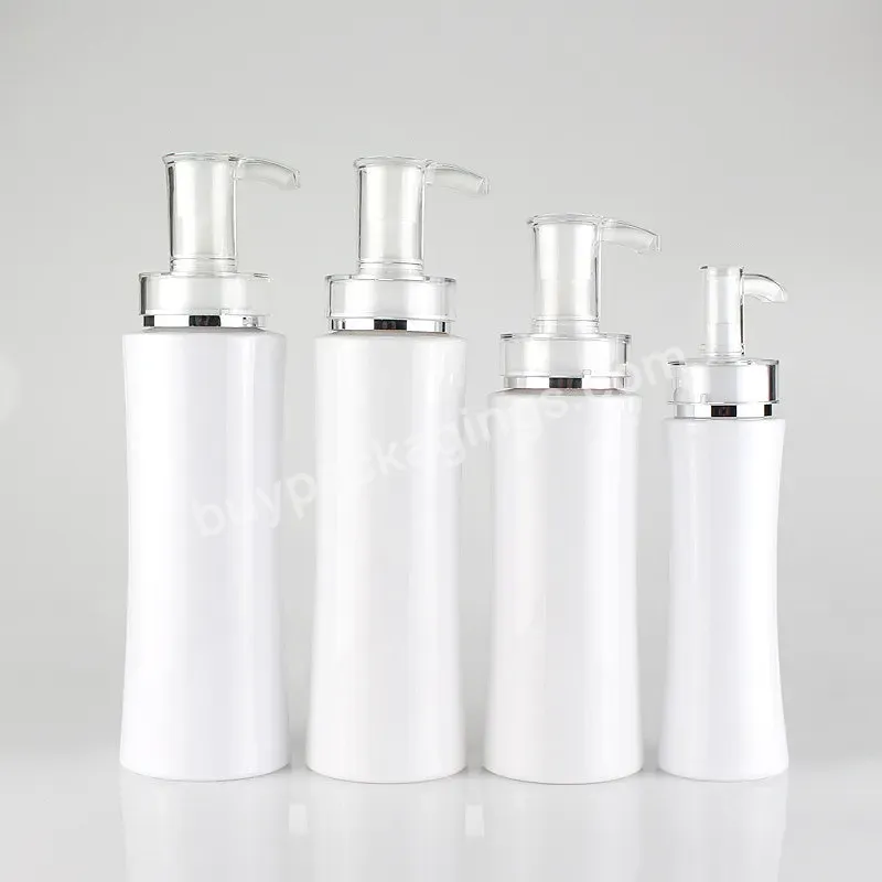 High Quality Pet Plastic Packaging Bottle White Unique Shampoo Shower Gel Lotion With Pump Bottle