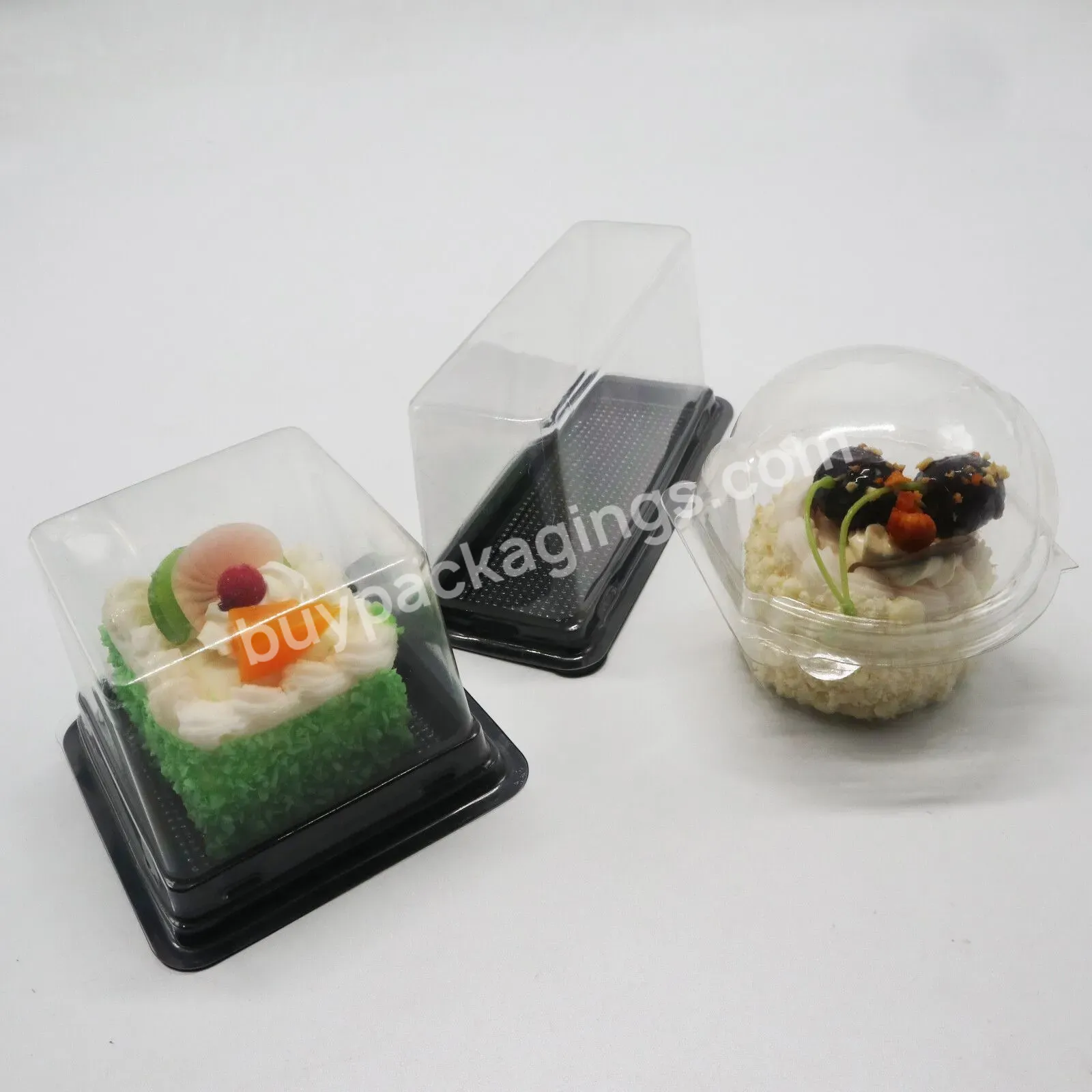 High Quality Pet Single Slice Cake Container Cupcakes Transparent Disposable Cheese Cake Containers Clear Cake Box