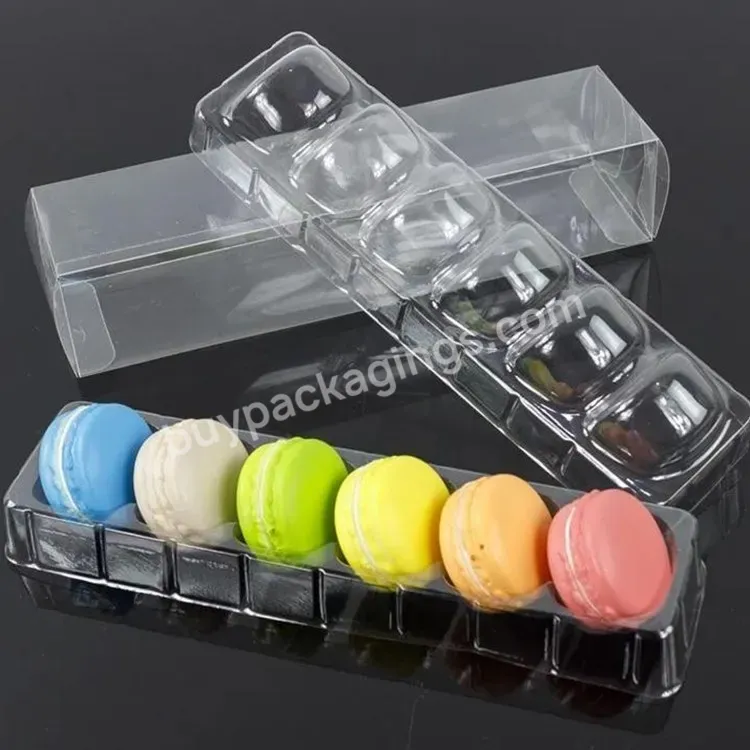 High Quality Pet/pp/pvc Gift Folding Macaron Packaging Macaron Transparent Insert Tray Thin Plastic Box Carrying Handle