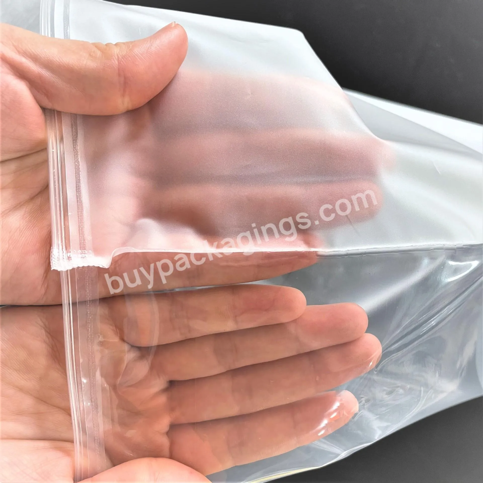 High Quality  Plastic Bag Custom Logo Clear Transparent Frosted PVC Zipper Poly Bag For Clothing Packaging