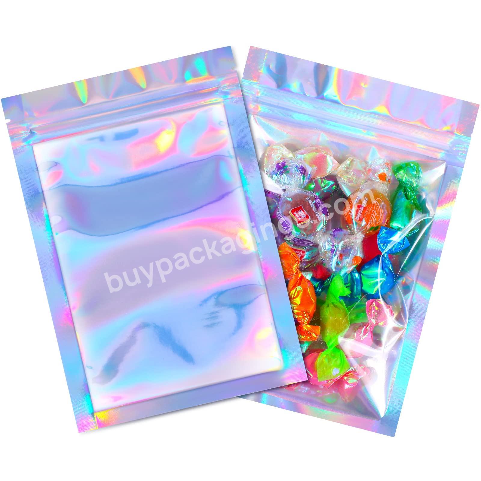 High Quality Plastic Cosmetic Bag Transparent Holographic Zipper Pouch Eyelash Packaging Bags