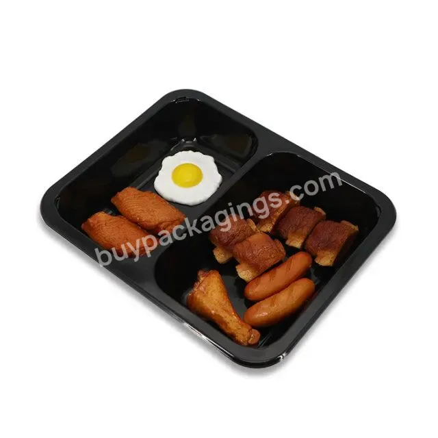 High Quality Pp Microwave Plastic Divided Blister Food Container Black Disposable Takeout Lunch Box