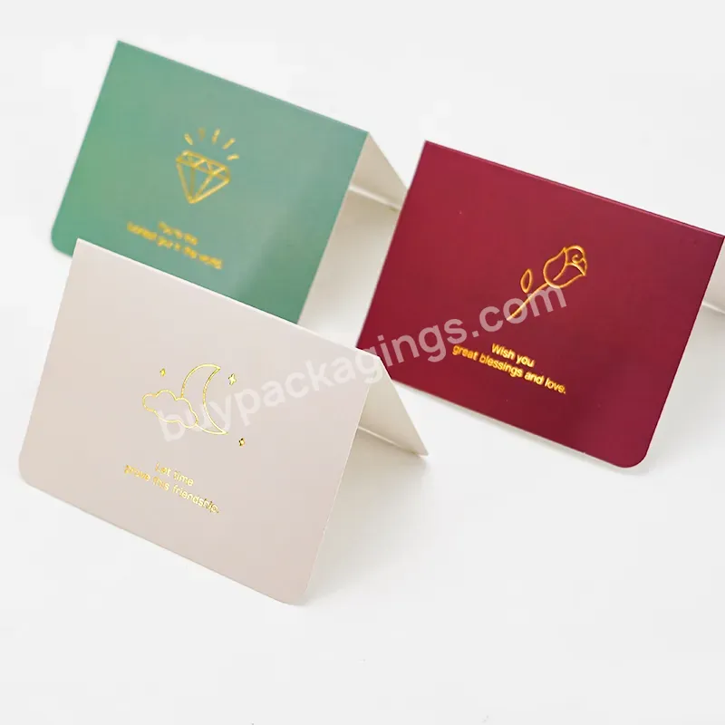 High Quality Printing Custom Luxury Gold Foil Color Written Text Folding Three-dimensional Thank You Cards With Envelopes