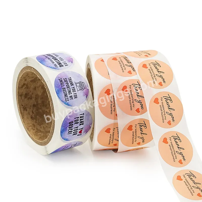 High Quality Printing Support Small Business Roll 500 Labels Thank You Self-adhesive Paper Round Stickers