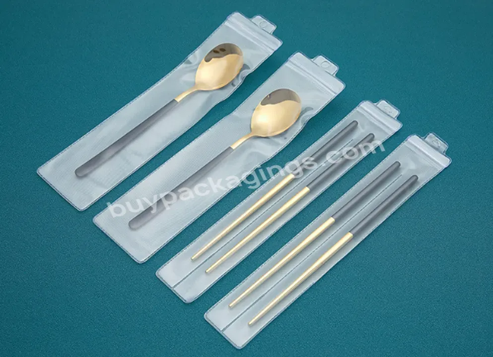 High Quality Pvc Cutlery Packaging Bag Transparent Frosted Zipper Accept Custom Order