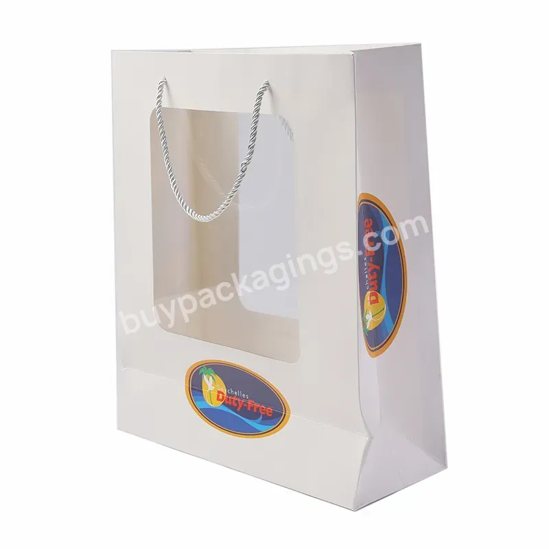 High Quality Recyclable Customized Gift Bags Garment Paper Shopping Bags With Handle Clothes With Clear Window