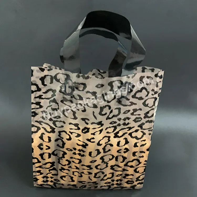High Quality Recyclable Eco-friendly In Stock Leopard Print Custom Logo Carry Bag Clear Shopping Plastic Tote Bag