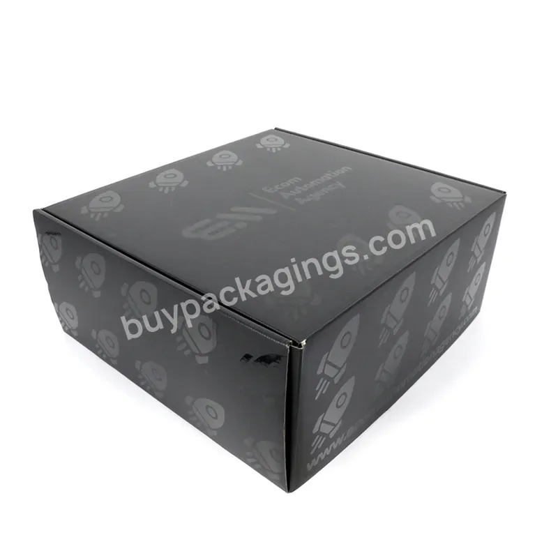 High Quality Recycled Cardboard Shipping Box Luxury Gift Box Apparel Black Mailer Packaging Box With Custom Logo Printed Uv Spot