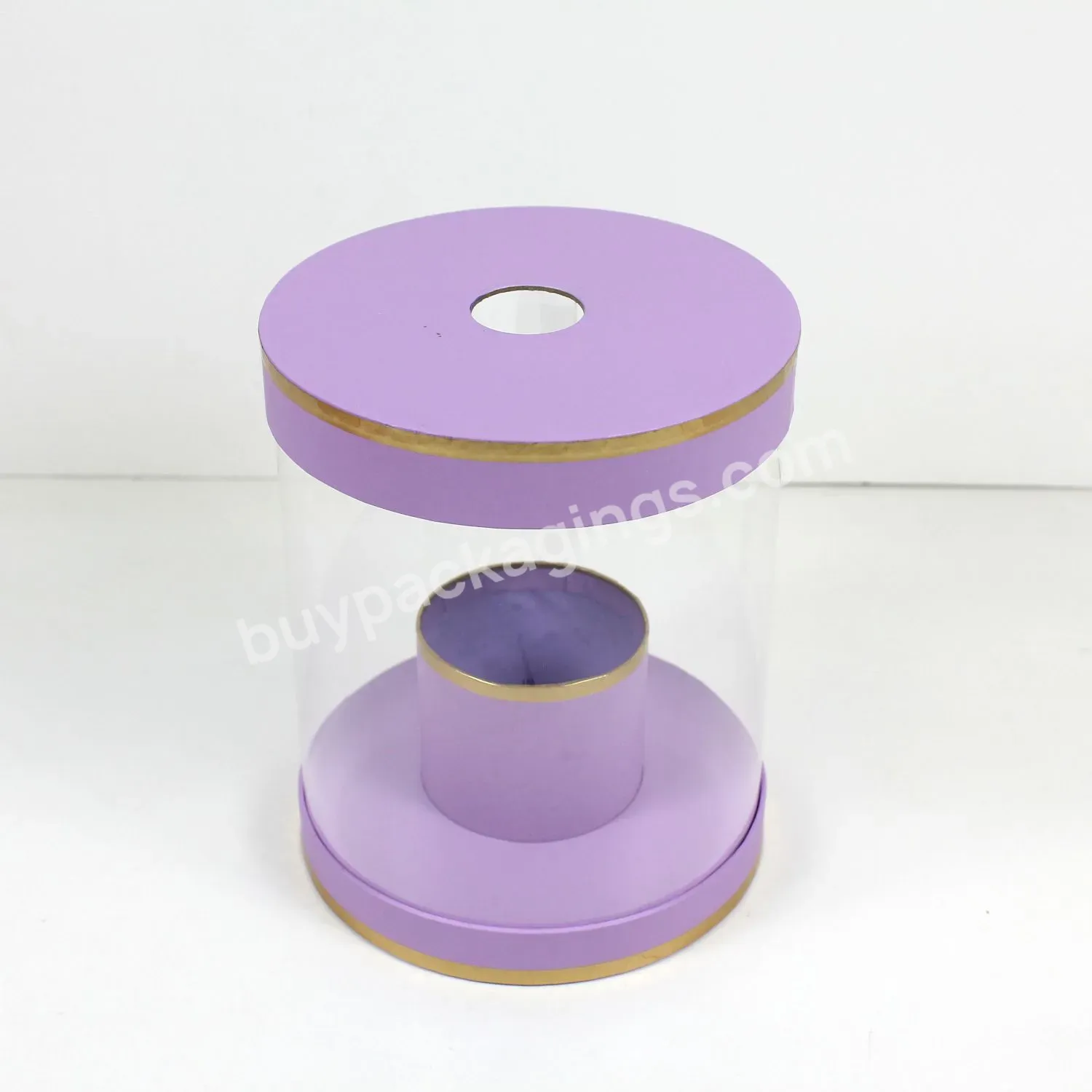 High Quality Round Flower Box With Transparent Pvc Window Paper Boxes For Flowers
