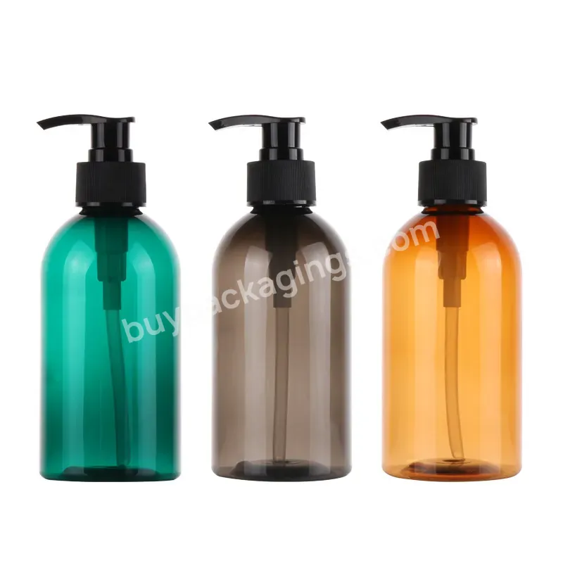 High Quality Round Shoulder Pet Plastic Lotion Bottle With Pump Luxury Transparent Body Personal Care Packaging Lotion Bottle