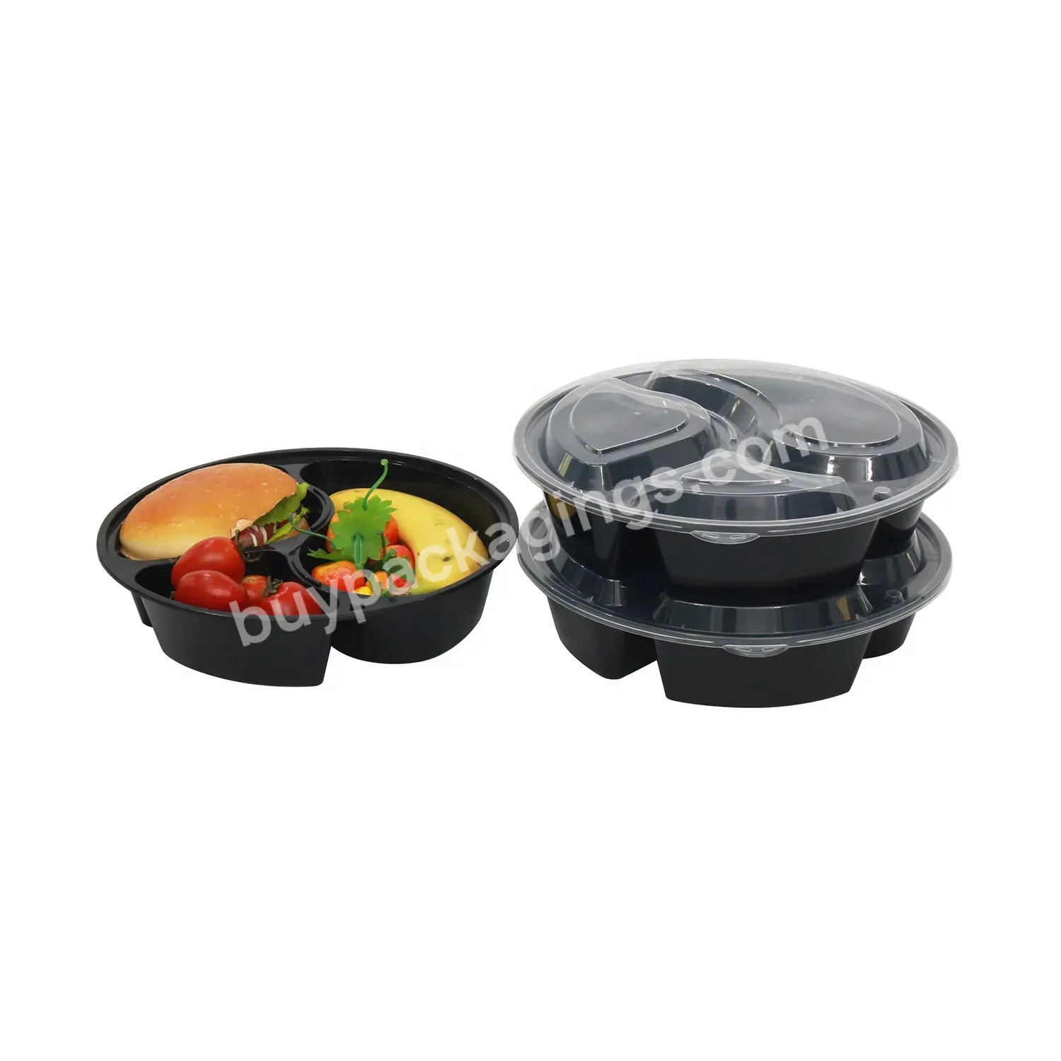 High Quality Round To Go Food Containers Disposable Hot Selling 3 Compartment Food Containers