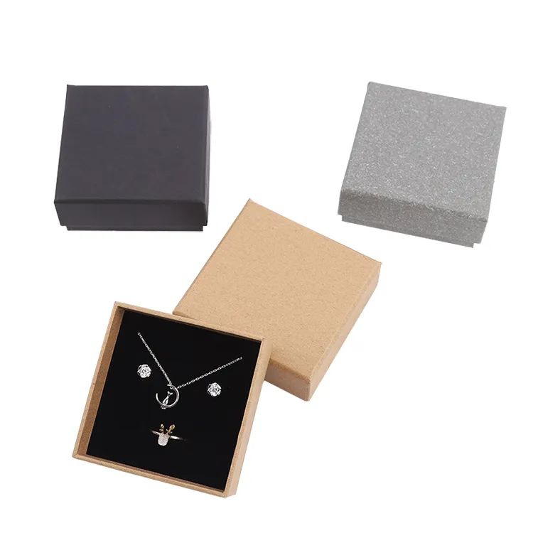 High Quality Square Cardboard Packaging Earring Necklace Bracelet Ring Luxury Jewelry Paper Box With Velvet Insert
