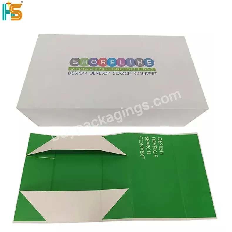 High Quality Storage Foldable Packaging Boxes Custom Logo White Green Magnetic Gift Box For Clothes