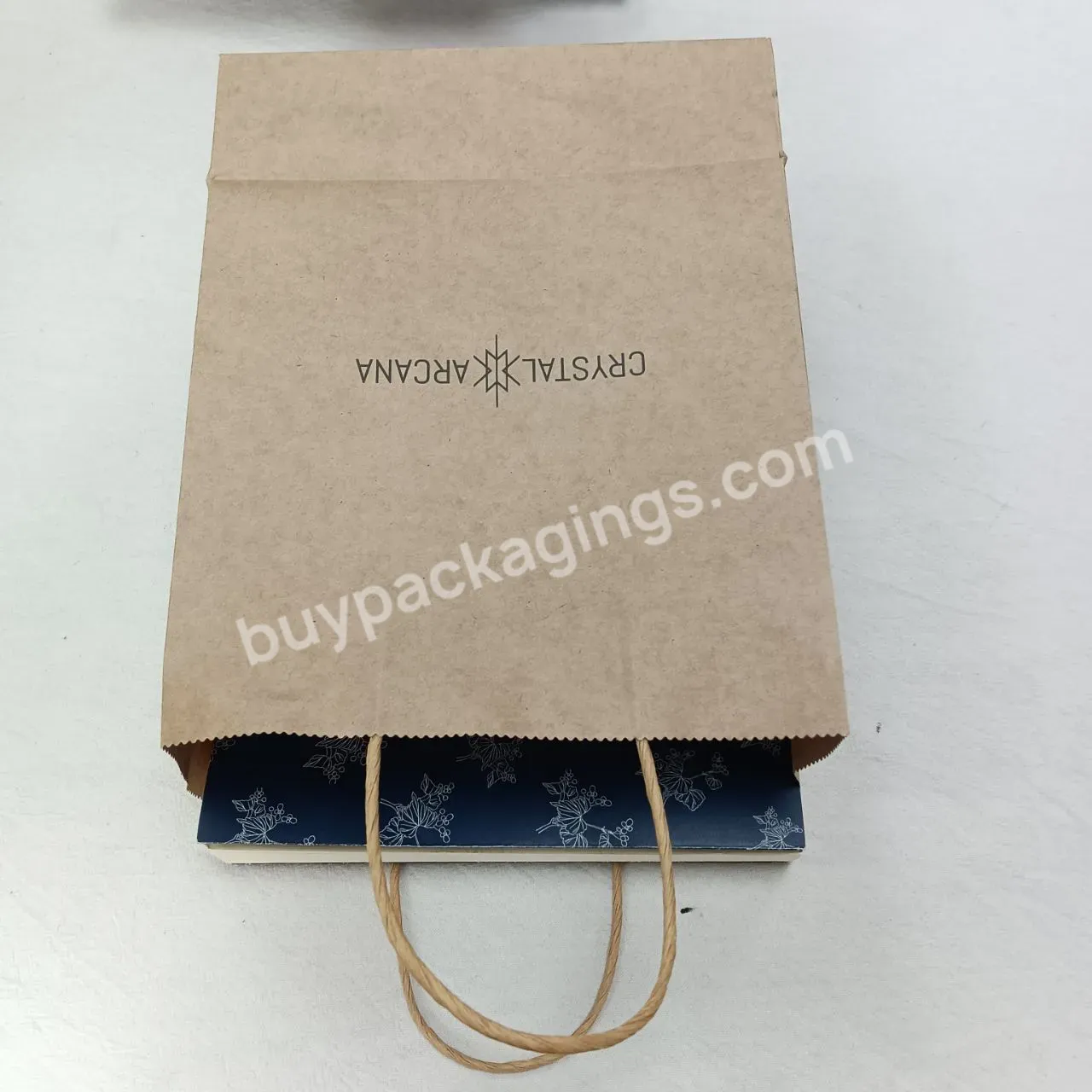 High Quality Take Away Food Kraft Handle Paper Bags Custom Shopping Tote Paper Bag With Logo