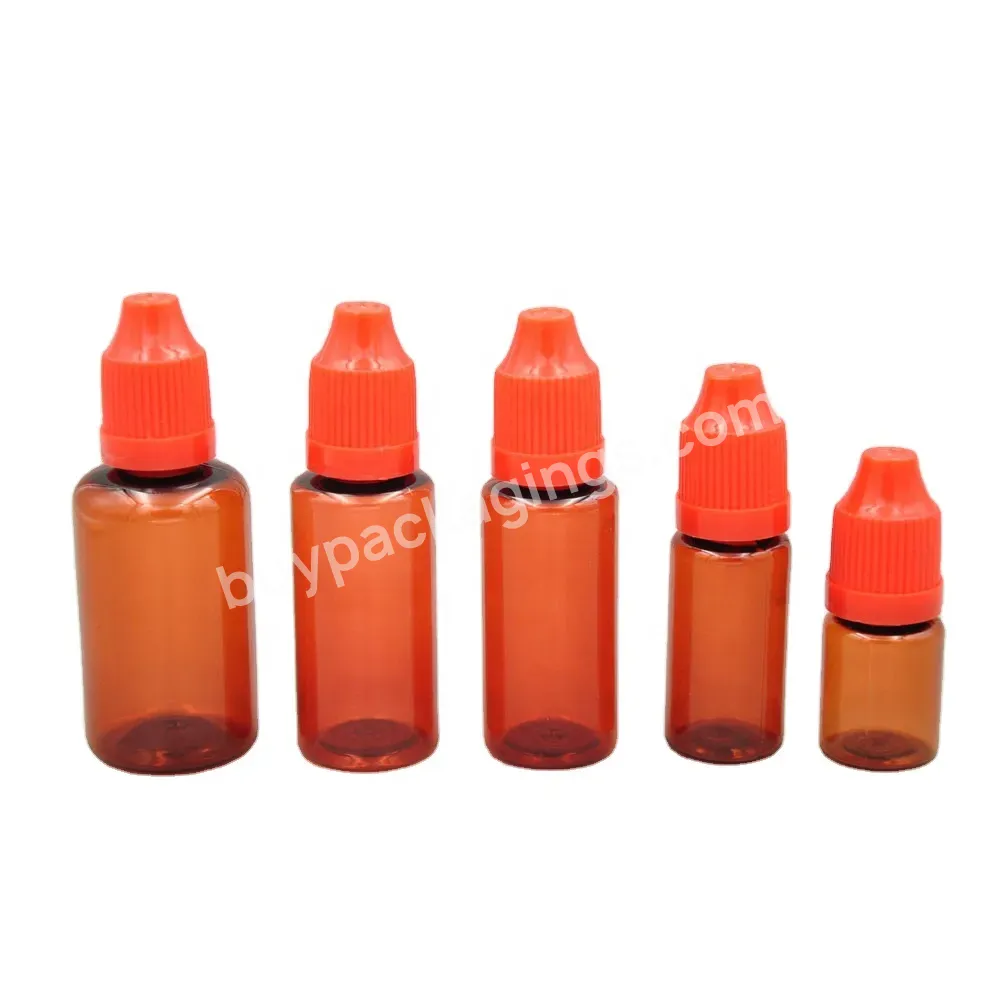 High Quality Transparent/amber 5ml 10ml 15ml 30ml Pet Plastic Dropper Bottle With Long Thin Tip