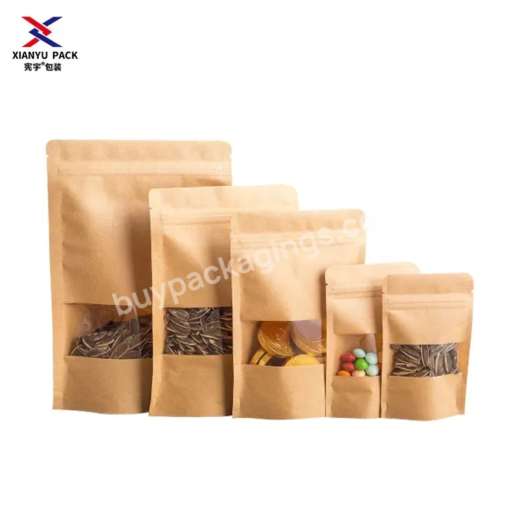 High Quality Waterproof Kraft Paper Bag With Window Food Grade Pe Inner Film For Tea And Powder