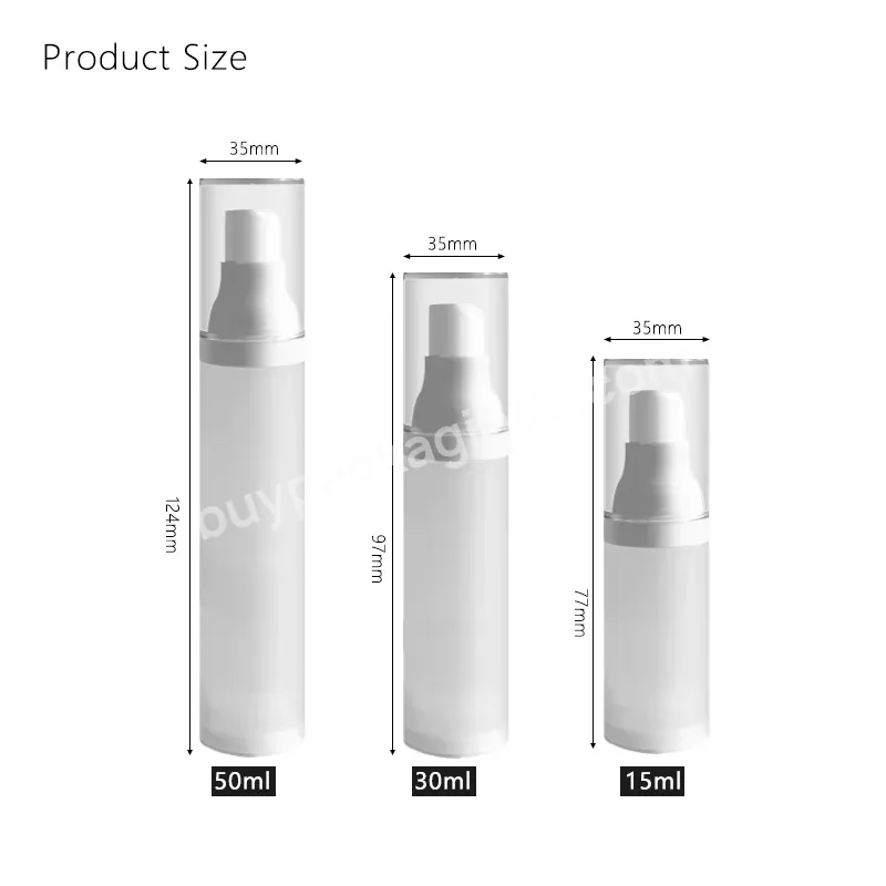 High Quality White Airless Pump Bottle 15ml Airless Pump Bottle Accept Custom 30ml Airless Pump Bottles 50ml