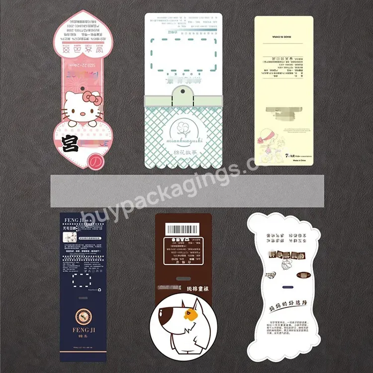 High Quality Wholesale Custom Printed Folded Socks Packaging Paper Label Header Card Socks Hang Tags