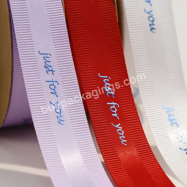 High Quality Wholesale Customized Relief Embossed Printed Grosgrain Ribbon Logo 3d Soft For Gift Packing