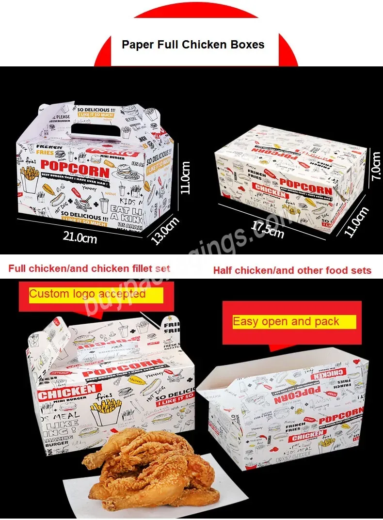 High Quality Wholesale Food Grade Pie Box Chip Box Round Fried Chicken Handle Paper Box