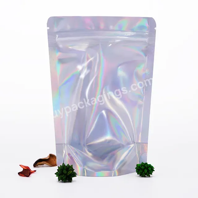 High Quantity Digital Printing Aluminum Stand Up Holographic Laminate Dry Fruits Packaging Bag Zip Lock Pouches With Window