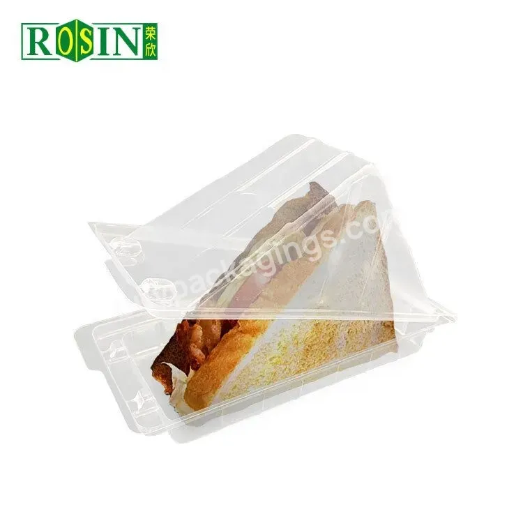 Hinged Clear Disposable Plastic Triangle Cake Box Egg Drop Sandwich Box Manufacturers