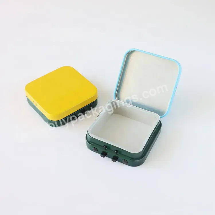 Hinged Custom Gummy Tins Child Resistant Tin Box Packaging Square Metal Tin Case