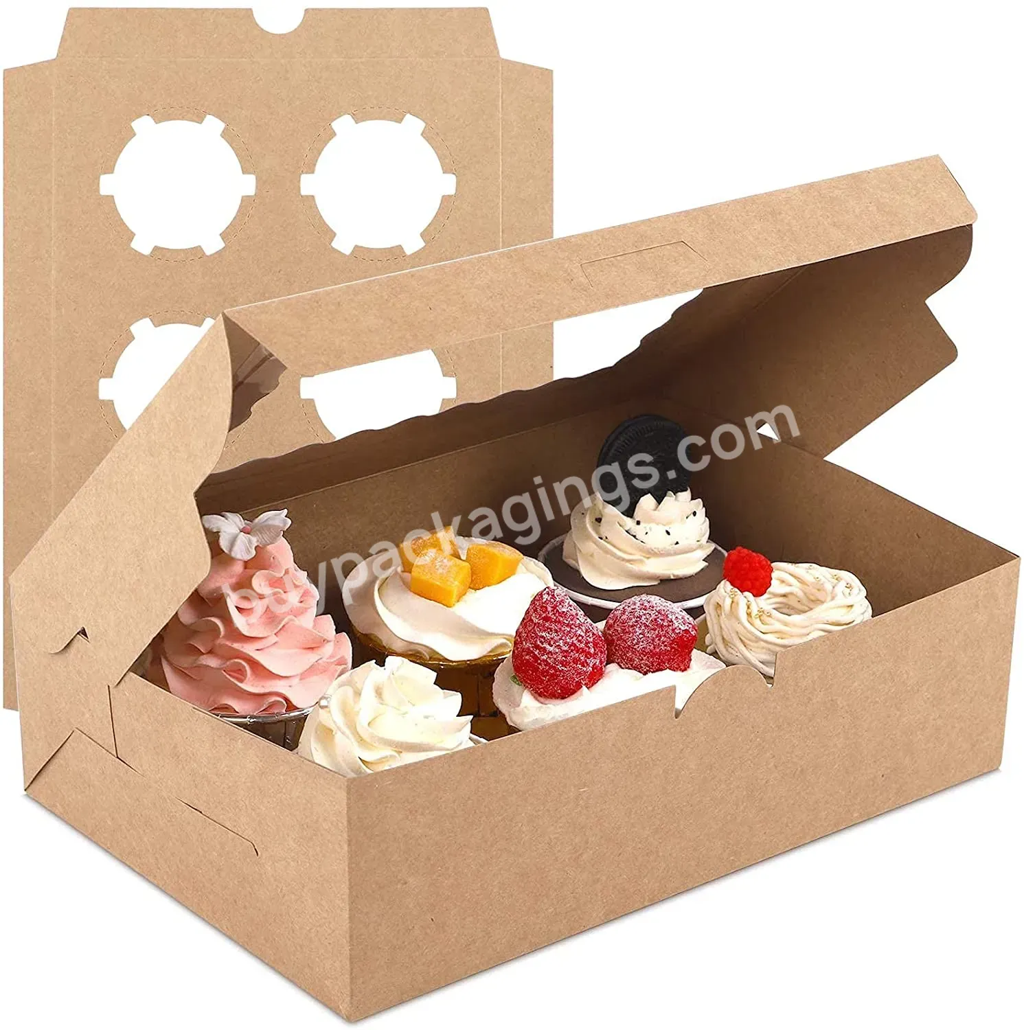 Holes Cupcake Packaging Pastry Gift 4 6 12 Cake Corrugated Board Rigid Boxes Customized Food Supplement Accept