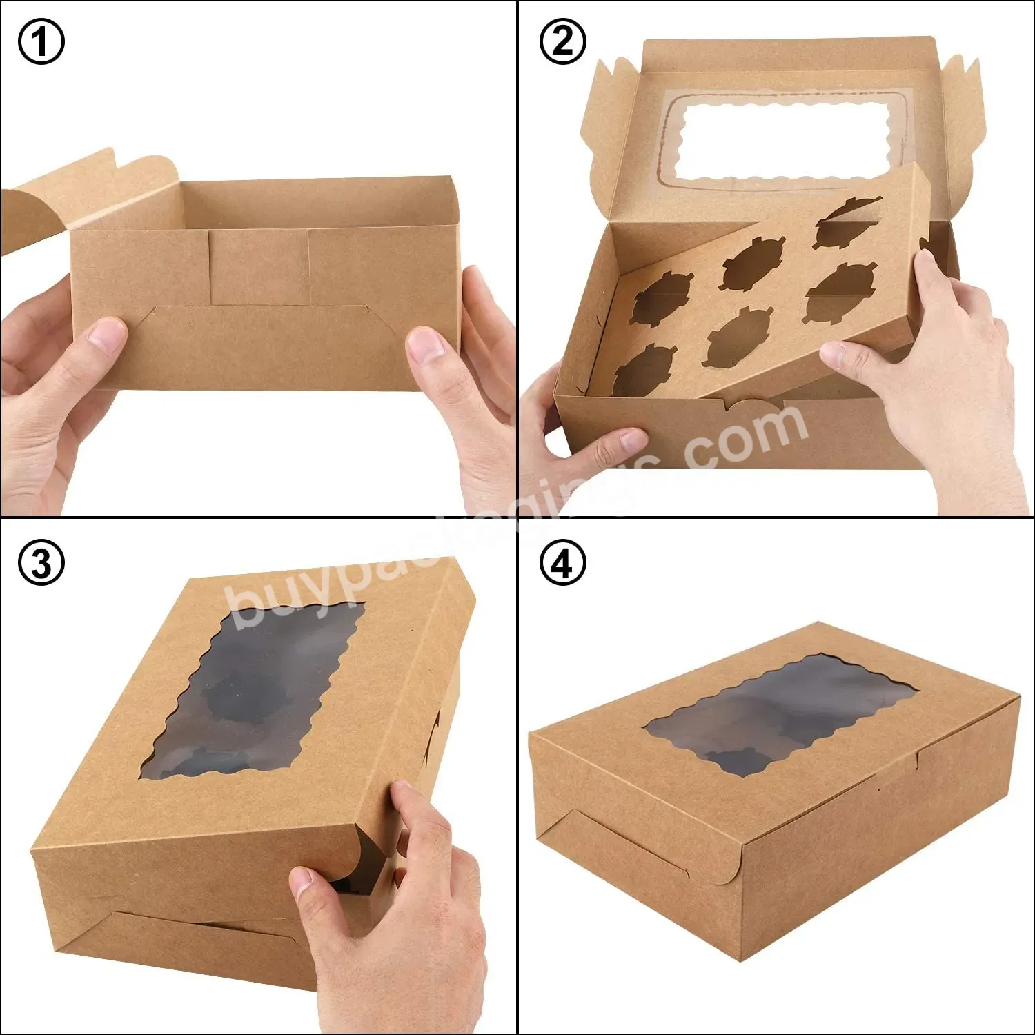 Holes Cupcake Packaging Pastry Gift 4 6 12 Cake Corrugated Board Rigid Boxes Customized Food Supplement Accept