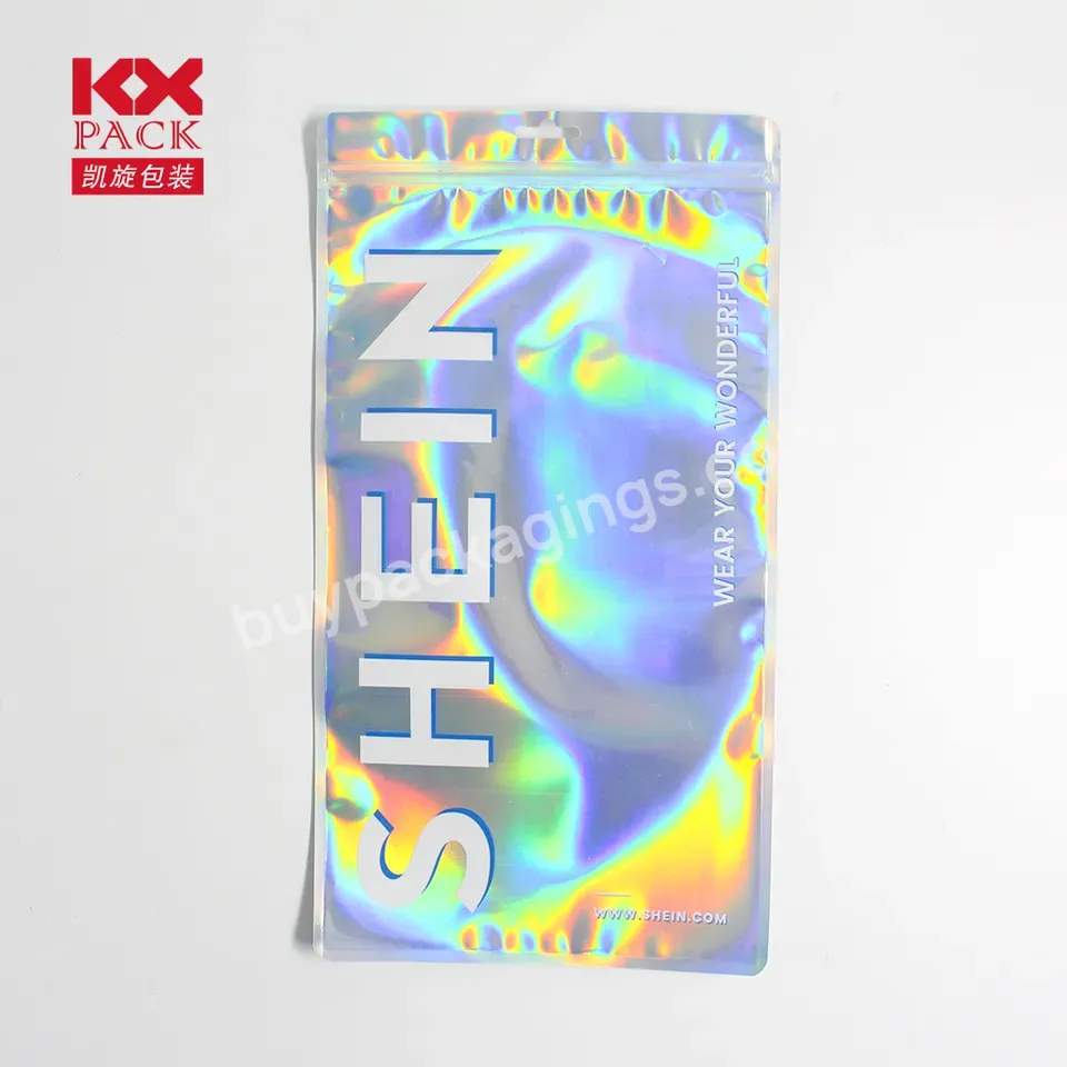 Holographic Bags Baggies Smell Proof Resealable Ziplock Packaging Pouch Plastic Zipper Bag Custom Printed Mylar Bags