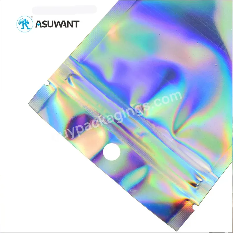 Holographic Biodegradable With Aluminum Foil Stand Up Pouch Plastic Food Packaging Bag