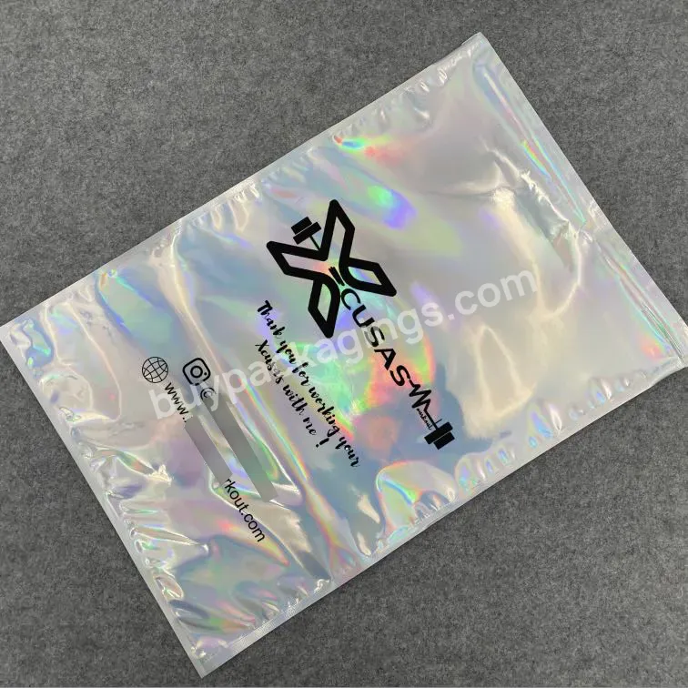 Holographic Clothing Packaging Logo Design Self-seal Adhesive Courier Envelope Bags Laser Packaging Bag