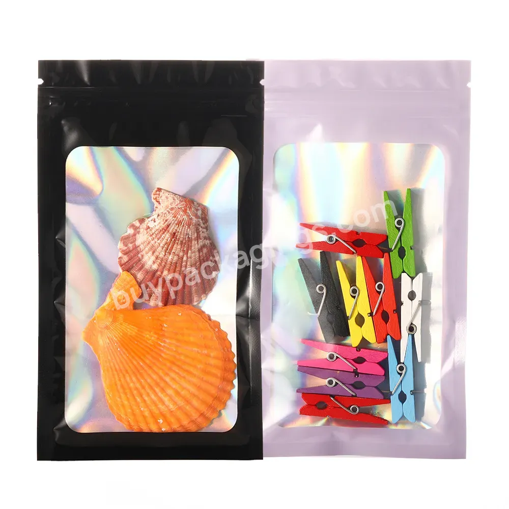 Holographic Mylar Pouch,Plastic Jewelry Packaging,Iridescent Zip Lock Bags Pouches