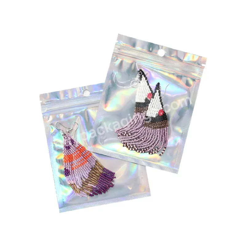 Holographic Zipper 3 Sides Self Sealing Packaging Bags Christmas Gifts Zipper Small Mylar Bags