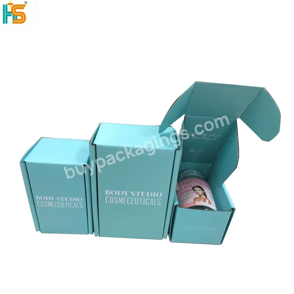 Honey Jars Skincare Custom Small Mailer Packaging Box Blue Corrugated Paper 4x4x2 Shipping Boxes
