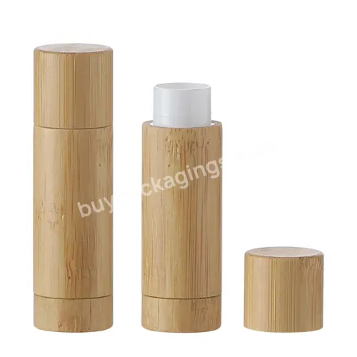 Hot 4g 5g Pp Plastic Lip Balm Container With All Bamboo Outside Empty Cosmetic Packaging Stick Tube