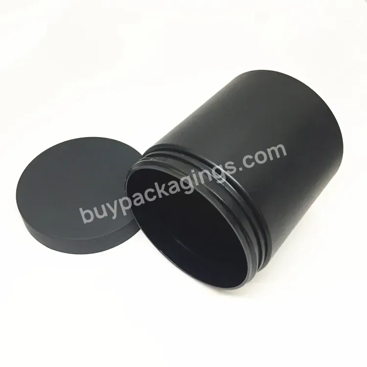 Hot 500ml 16oz Wholesale Empty Pet Frosted Black Plastic Cosmetic Cream Jar Container With Screw Lid